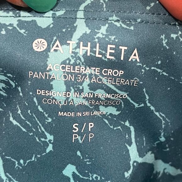Athleta Womens Accelerate Crop Leggings Blue Ripple Marble Borealis Size S - Picture 2 of 5